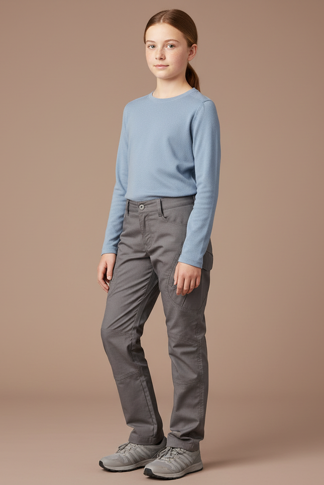 Pantalon Randonnée Gris Droit Multipoches Résistant - Toile