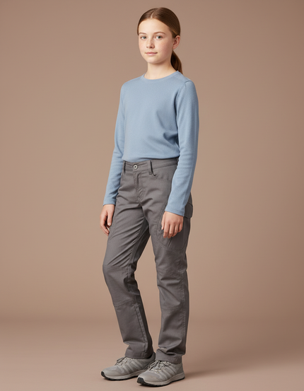 Pantalon Randonnée Gris Droit Multipoches Résistant - Toile