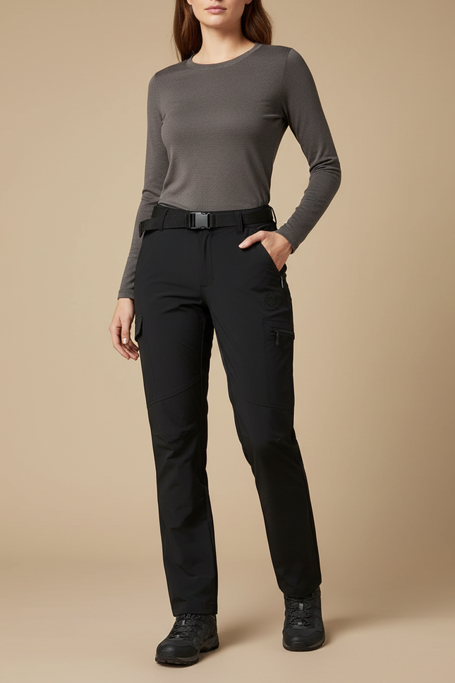 Pantalon Randonnée Noir Femme Droit Respirant Léger - Polyester