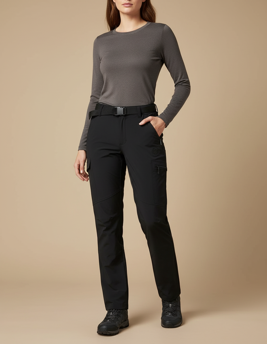 Pantalon Randonnée Noir Femme Droit Respirant Léger - Polyester
