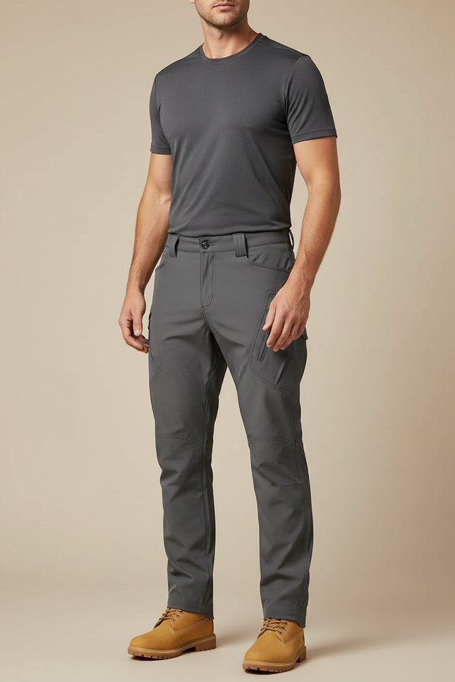 Pantalon Randonnée Gris Multi-Poches Décontracté Homme - Polyester