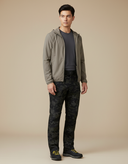 Pantalon Randonnée Camouflage Homme Cargo Militaire Élastique - Kaki Polyester