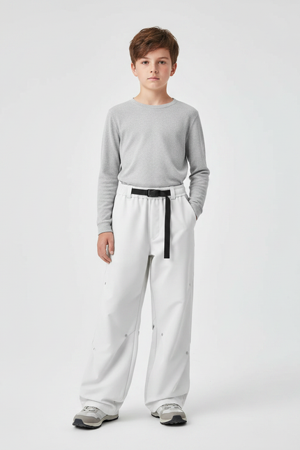 Pantalon Randonnée Blanc Ample Imperméable Unisexe - Polyester