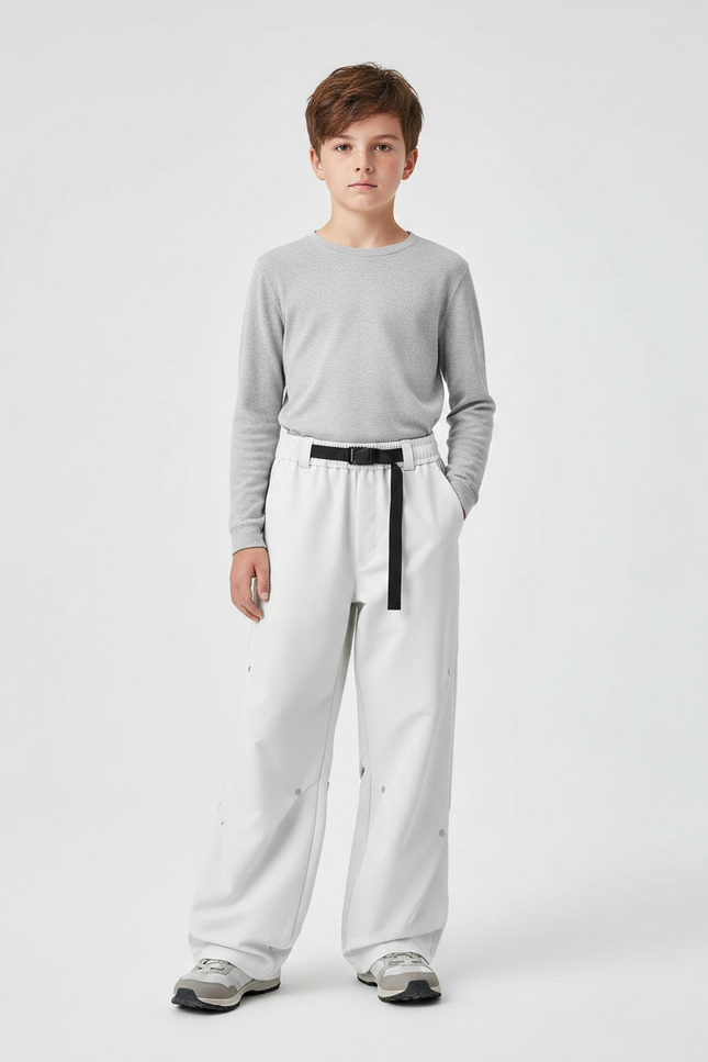 Pantalon Randonnée Blanc Ample Imperméable Unisexe - Polyester