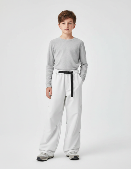 Pantalon Randonnée Blanc Ample Imperméable Unisexe - Polyester