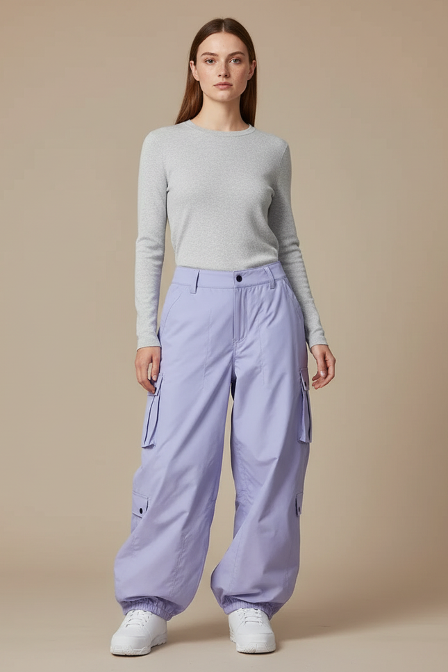 Pantalon Randonnée Violet Ample Cargo Imperméable Femme - Polyester