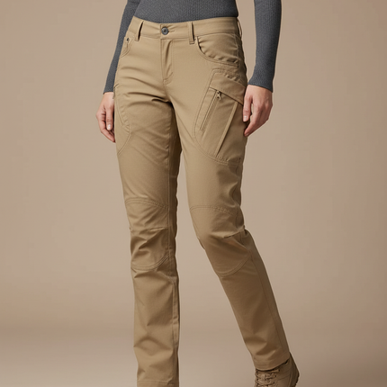 Pantalon Randonnée Beige Cargo Slim Respirant Femme - Gabardine