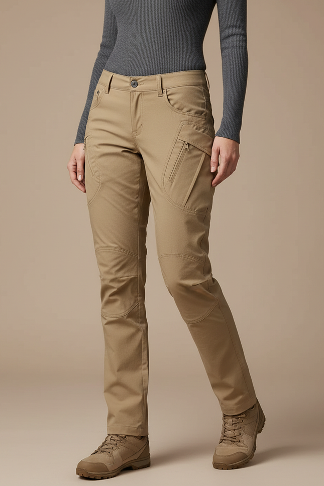 Pantalon Randonnée Beige Cargo Slim Respirant Femme - Gabardine