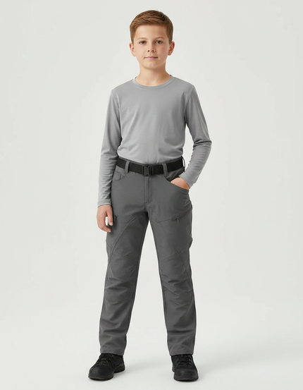 Pantalon Randonnée Gris Enfant Tactique Résistant - Polyester