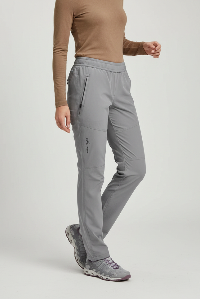 Pantalon Randonnée Femme Gris Léger Respirant Élastique - Polyester