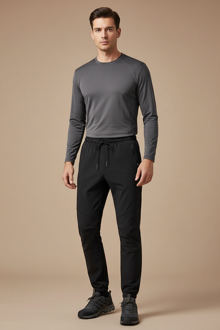 Pantalon Randonnée Noir Homme Softshell Coupe Droite - Polyester