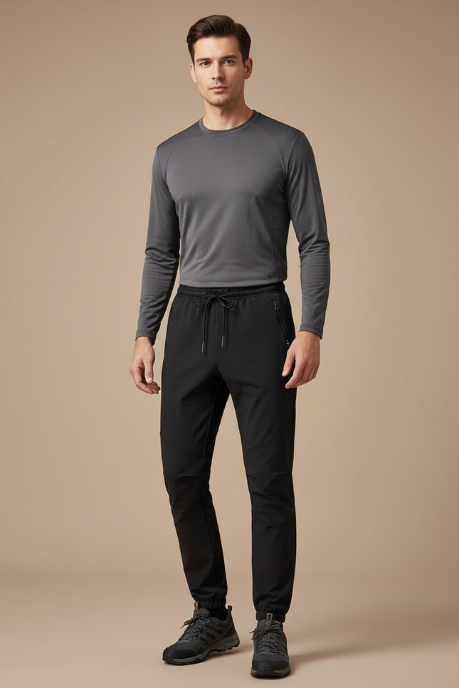 Pantalon Randonnée Noir Homme Softshell Coupe Droite - Polyester
