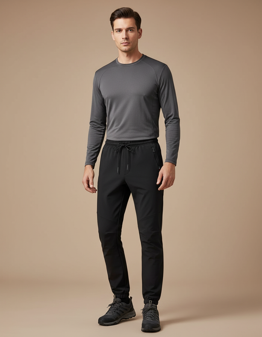 Pantalon Randonnée Noir Homme Softshell Coupe Droite - Polyester