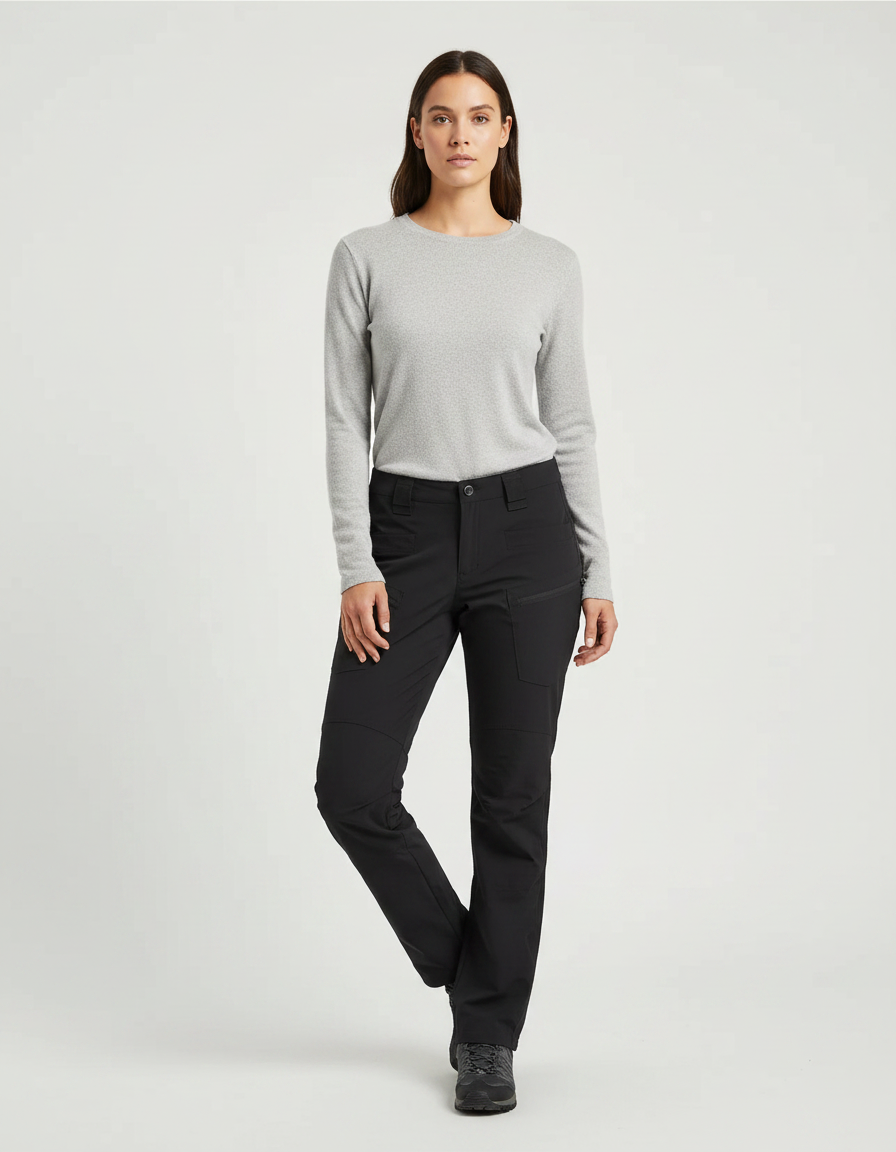 Pantalon Randonnée Noir Stretch Technique Femme - Polyester
