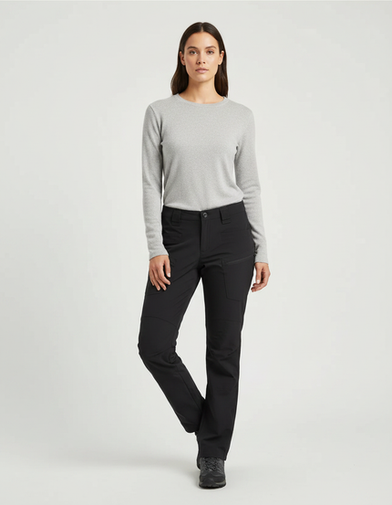 Pantalon Randonnée Noir Stretch Technique Femme - Polyester