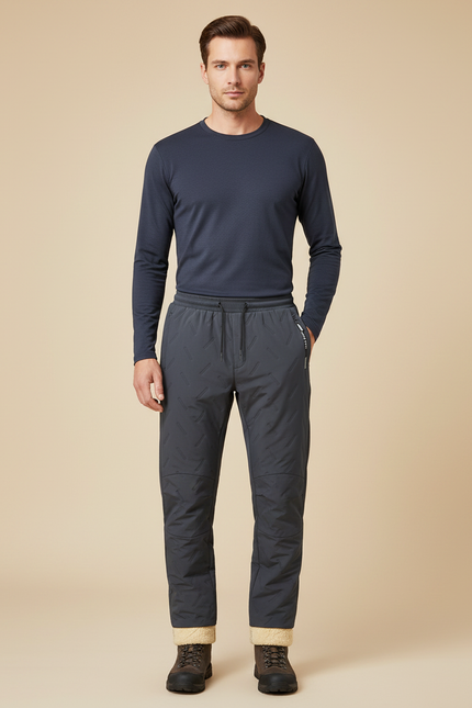 Pantalon Randonnée Rembourré Matelassé Gris Chaud Homme - Polyester