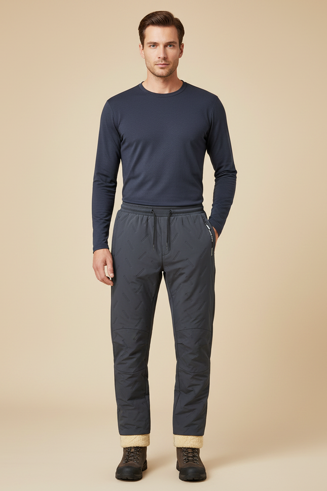 Pantalon Randonnée Rembourré Matelassé Gris Chaud Homme - Polyester