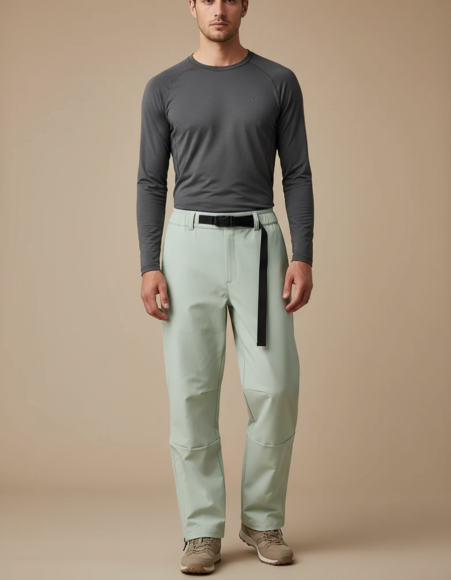 Pantalon Randonnée Vert Clair Ample Décontracté Homme - Polyester