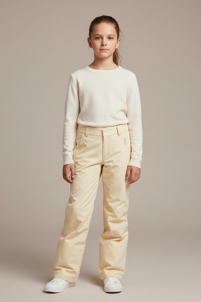 Pantalon Randonnée Beige Imperméable Ample Enfant - Polyester