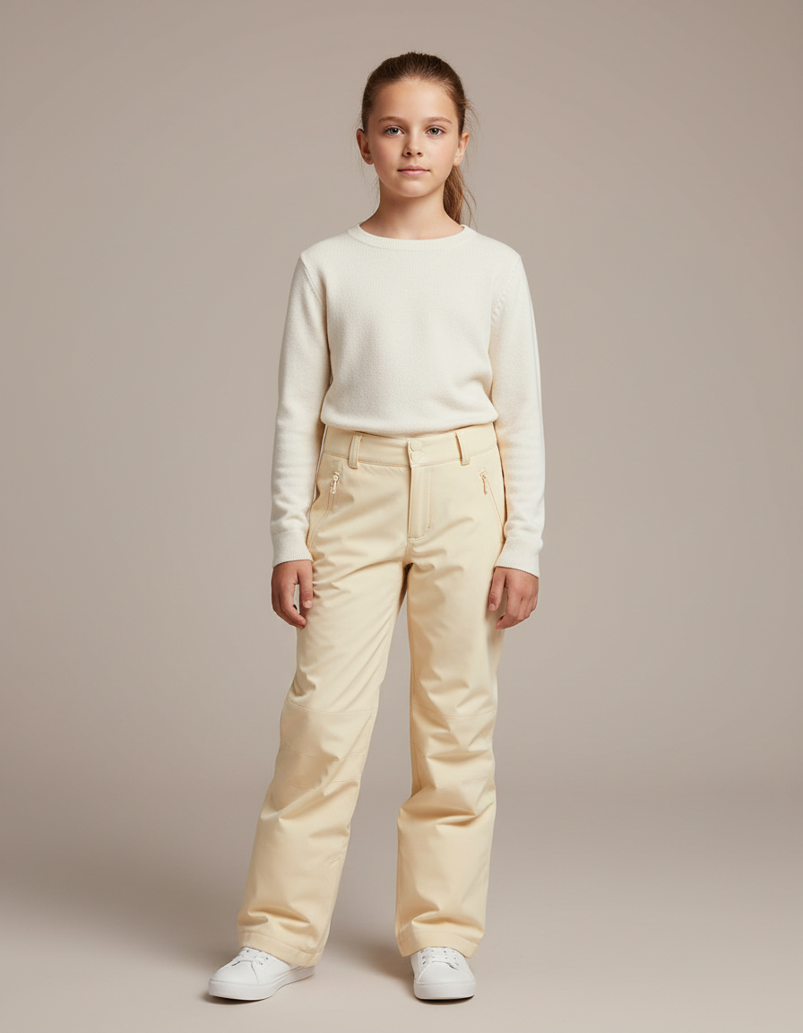 Pantalon Randonnée Beige Imperméable Ample Enfant - Polyester