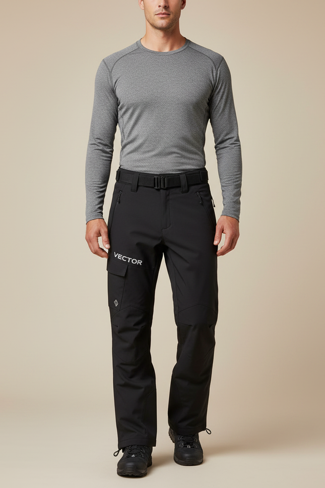 Pantalon Randonnée Noir Imperméable Coupe-Vent Hiver Homme - Polyester