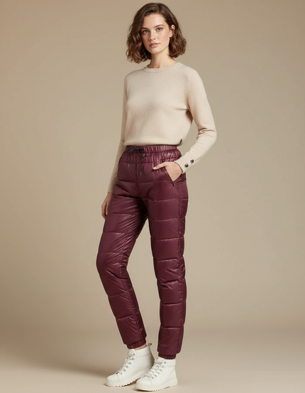 Pantalon Randonnée Matelassé Bordeaux Chaud Décontracté Femme - Polyester
