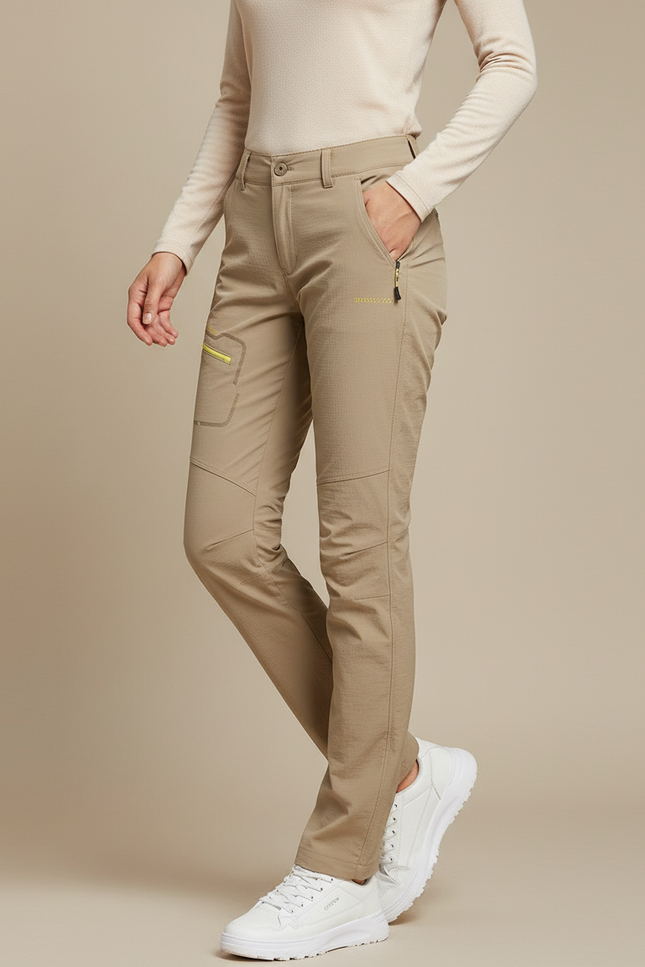 Pantalon Randonnée Beige Respirant Léger Femme - Polyester