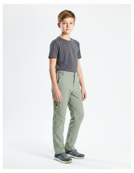 Pantalon Randonnée Garçon Léger Respirant Vert Clair - Polyester
