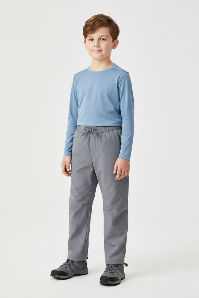Pantalon Randonnée Enfant Gris Élastique Imperméable Doublé - Polyester