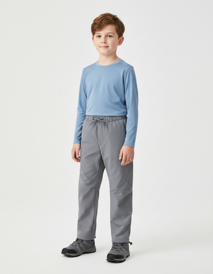 Pantalon Randonnée Enfant Gris Élastique Imperméable Doublé - Polyester