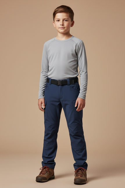 Pantalon Randonnée Bleu Marine Cargo Enfant Résistant - Polyester