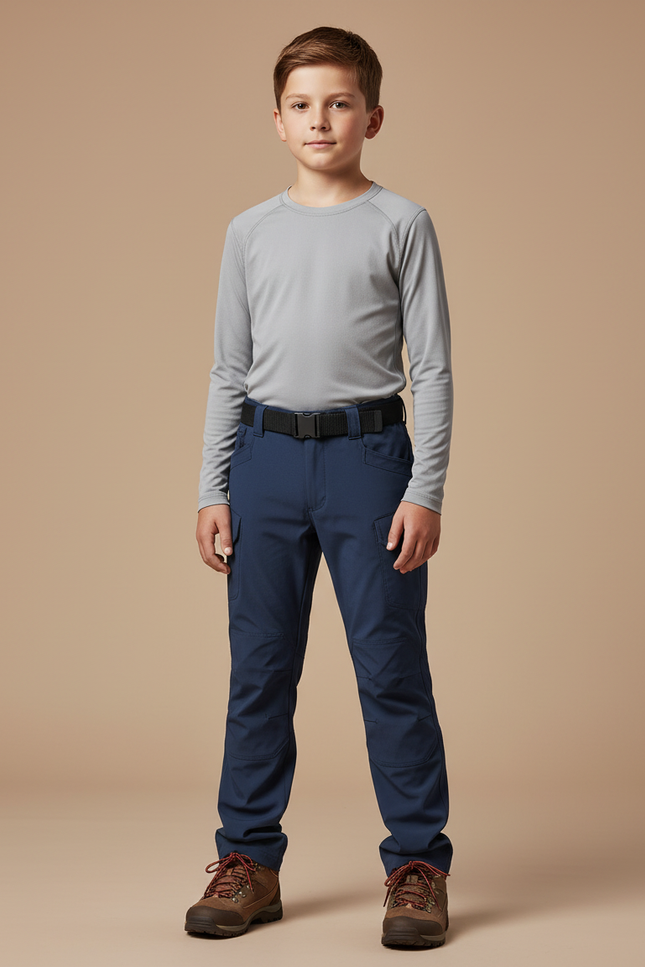 Pantalon Randonnée Bleu Marine Cargo Enfant Résistant - Polyester