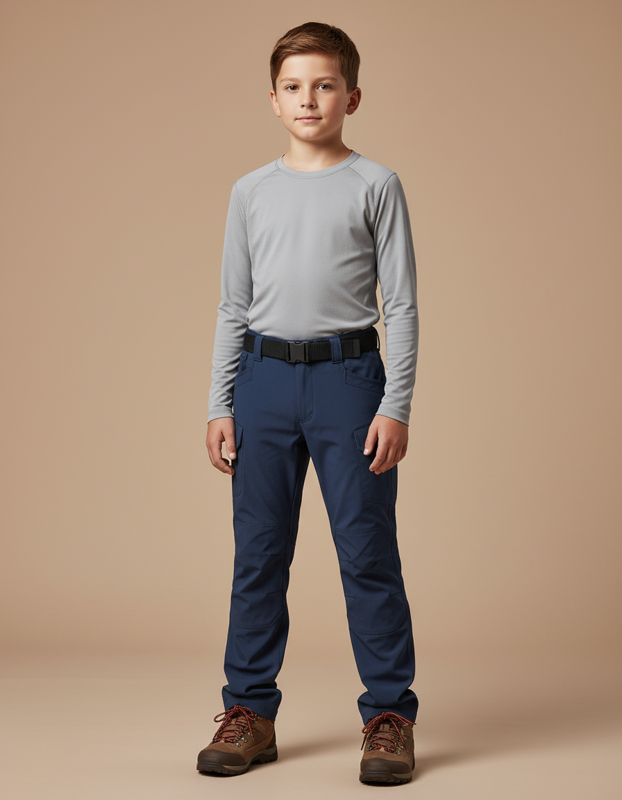 Pantalon Randonnée Bleu Marine Cargo Enfant Résistant - Polyester