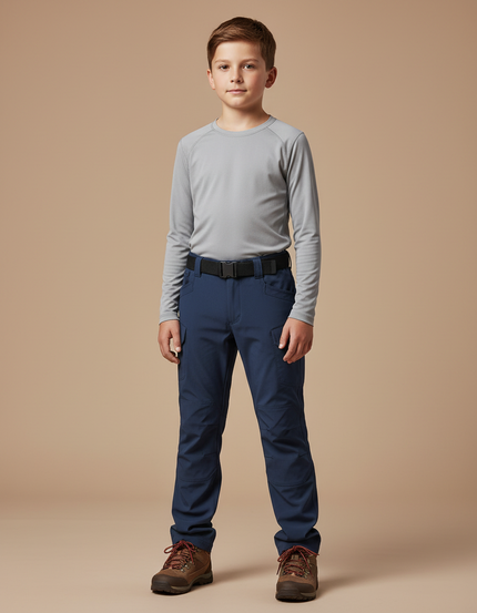 Pantalon Randonnée Bleu Marine Cargo Enfant Résistant - Polyester