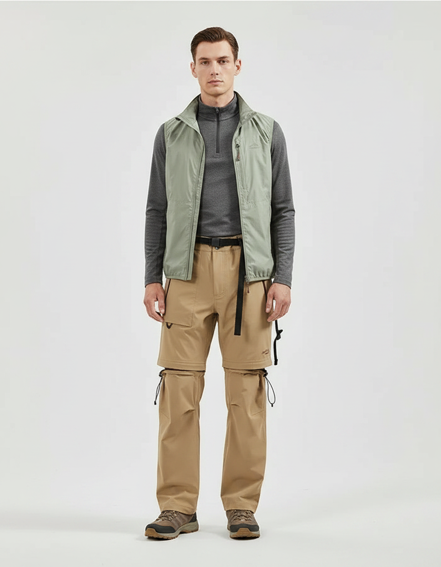 Pantalon Randonnée Convertible Beige Homme Léger Durable - Polyester