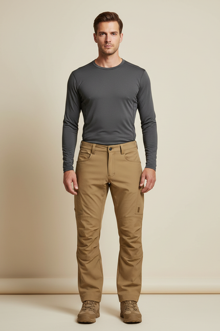 Pantalon Randonnée Kaki Confortable Résistant Homme - Gabardine