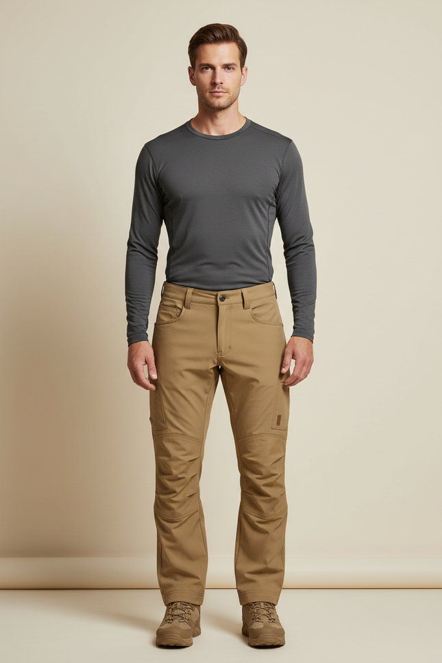 Pantalon Randonnée Kaki Confortable Résistant Homme - Gabardine