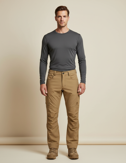 Pantalon Randonnée Kaki Confortable Résistant Homme - Gabardine