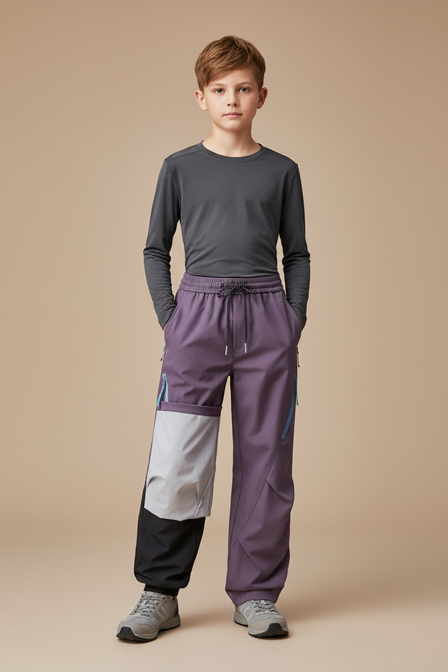 Pantalon Randonnée Violet Ample Bicolore Enfant Sport - Polyester