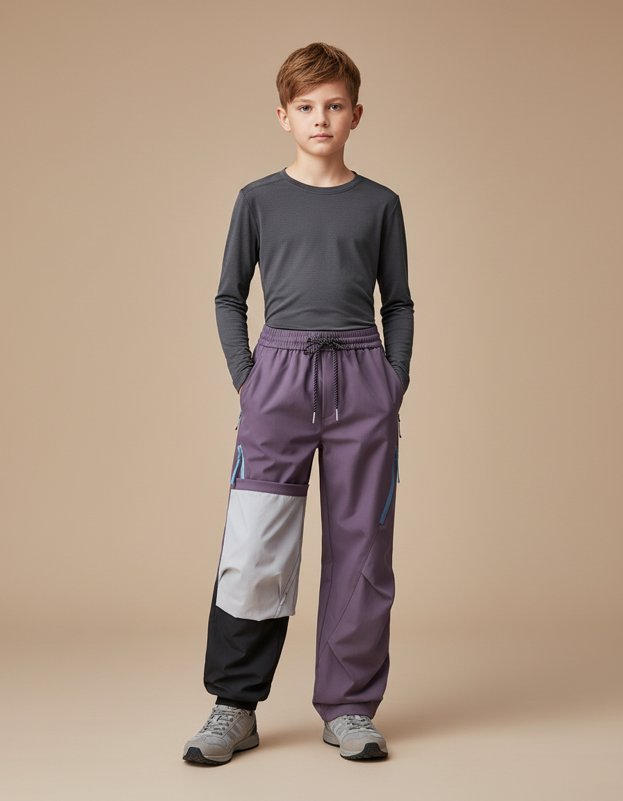 Pantalon Randonnée Violet Ample Bicolore Enfant Sport - Polyester