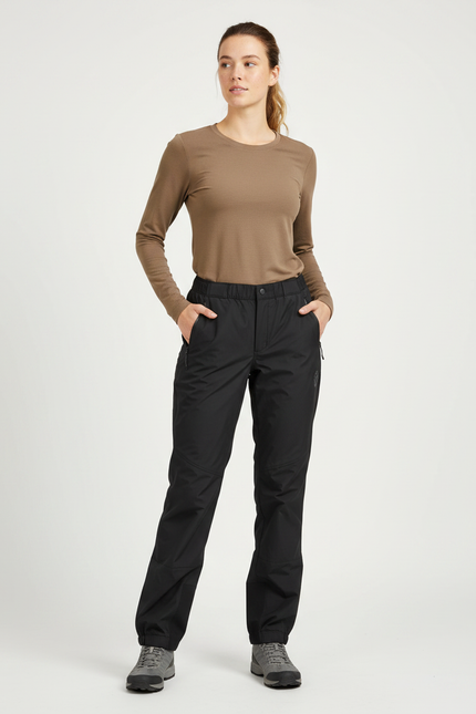 Pantalon Randonnée Noir Imperméable Femme Léger - Polyester