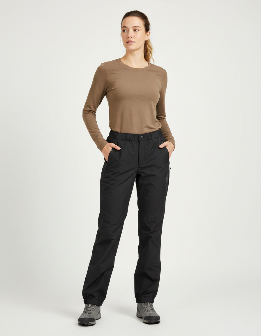 Pantalon Randonnée Noir Imperméable Femme Léger - Polyester