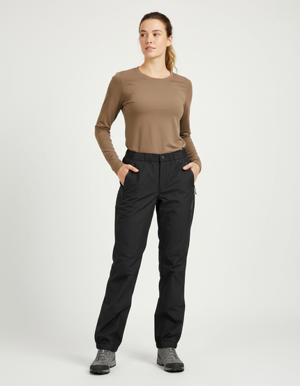 Pantalon Randonnée Noir Imperméable Femme Léger - Polyester