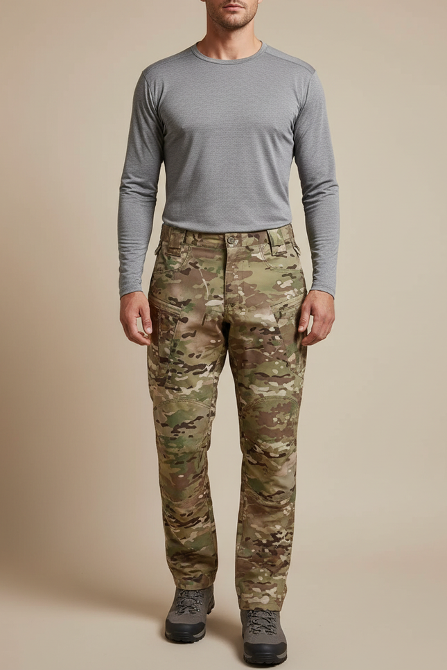 Pantalon Randonnée Camouflage Homme Cargo Tactique Militaire - Multicolore Polyester