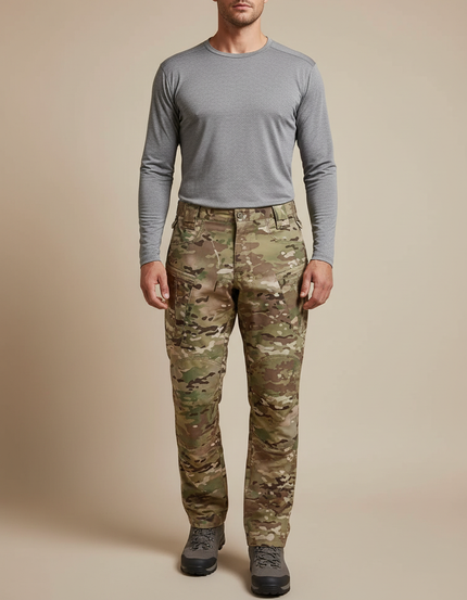 Pantalon Randonnée Camouflage Homme Cargo Tactique Militaire - Multicolore Polyester