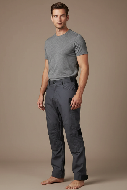 Pantalon Randonnée Gris Homme Cargo Tactique Multipoches - Polyester