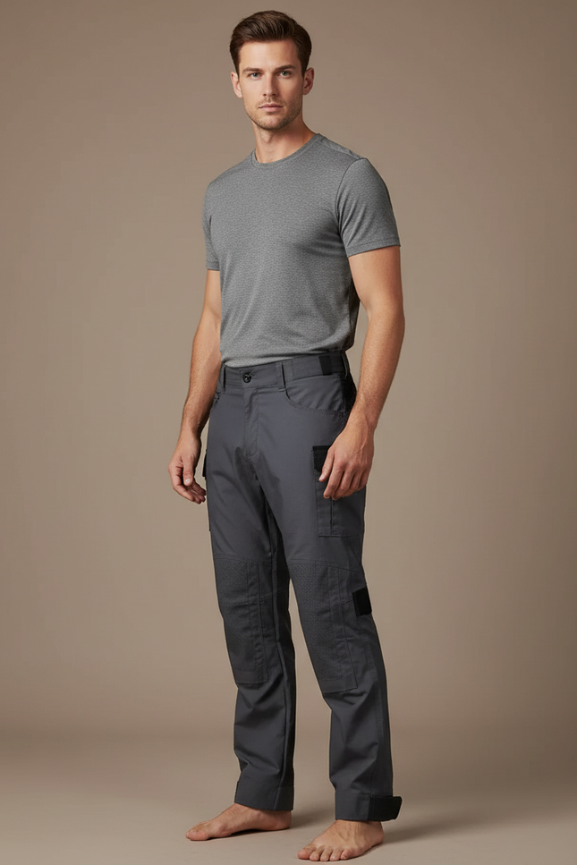 Pantalon Randonnée Gris Homme Cargo Tactique Multipoches - Polyester