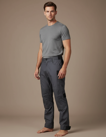 Pantalon Randonnée Gris Homme Cargo Tactique Multipoches - Polyester