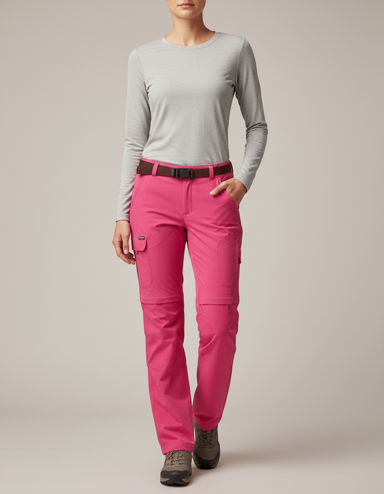 Pantalon 3/4 Randonnée Femme - Rose Polyester