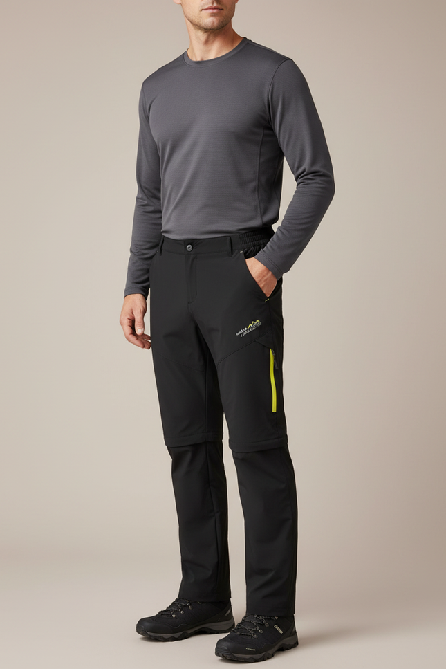 Pantalon Randonnée Noir Convertible Léger Homme Séchage Rapide - Polyester